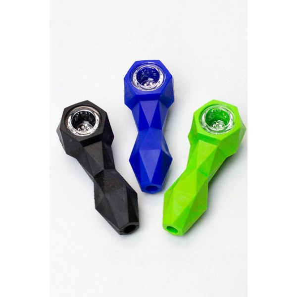 Silicone Hand Pipe With Multi Holes Glass Bowl