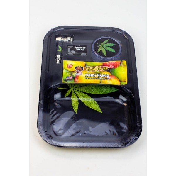Rolling Tray Starter Sets Papers | Grinder | Pipe | Screens