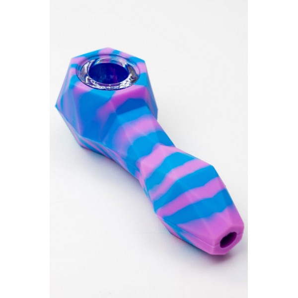 Multi Coloured Silicone Hand Pipe with Glass Bowl